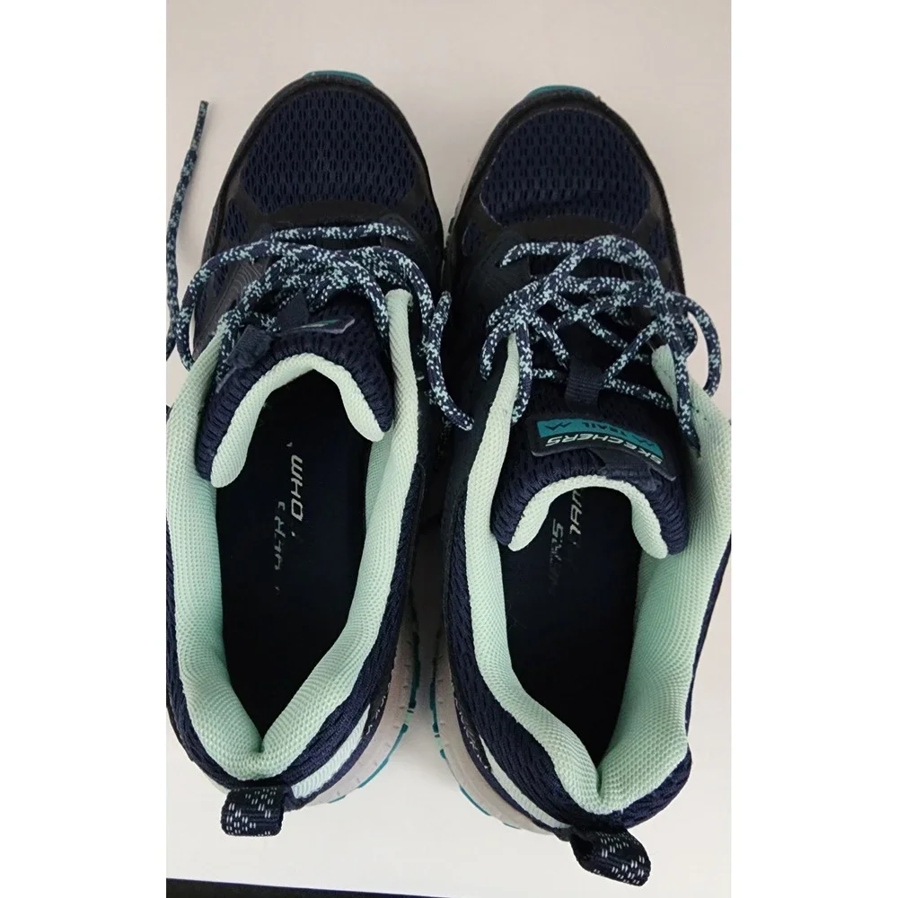 Skechers Run Trail Sneakers Womens 6.5 Navy Aqua 149821 Athletic Shoes VGC